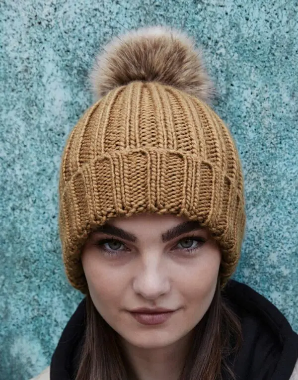 Fur Pop Pom Chunky Beanie