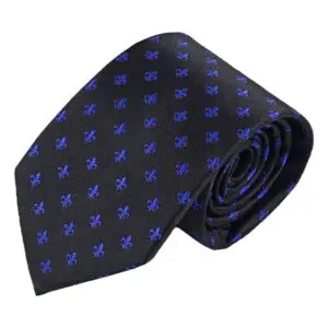 Krawatte Fleur de Lis - 100% Seidenkrawatten. Edel Männer-Design Krawatte blau für Business, Hochzeit - 150 x 8 cm - Schwarz blau