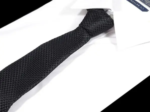 Krawatte schmal mit Diamanten Struktur - Elegante handgefertigte Krawatte für Herren aus Mikrofaser - 150 x 7 cm - schwarz