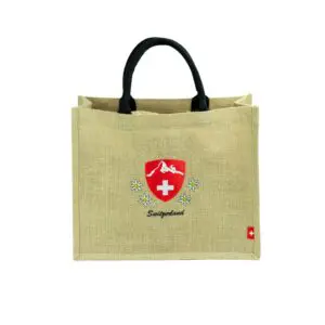 Swiss Ethno Jute Shopping Tasche