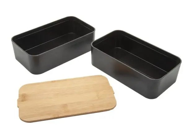 Bento 'Mihara', schwarz, mit Bambusdeckel