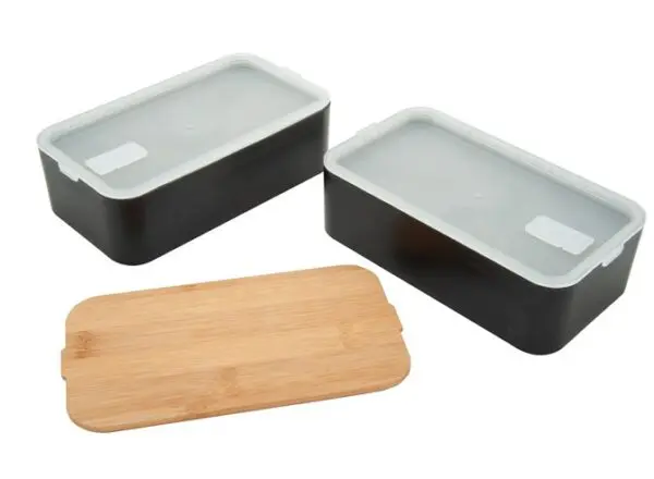 Bento 'Mihara', schwarz, mit Bambusdeckel