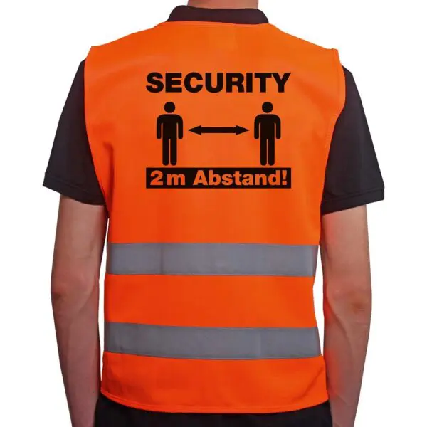 Warnweste Security 2 Meter Abstand - Mit eigenem Logo vorne