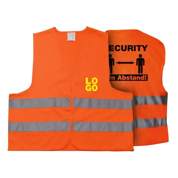 Warnweste Security 2 Meter Abstand - Mit eigenem Logo vorne