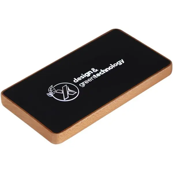 Powerbank SCX.design P35 5.000 mAh aus Holz mit Leuchtlogo