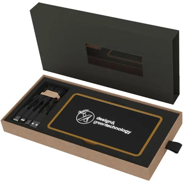 Powerbank SCX.design P35 5.000 mAh aus Holz mit Leuchtlogo