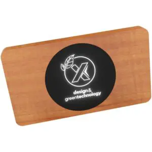 Powerbank SCX.design P37 5000 mAh kabellos aus Holz mit Leuchtlogo