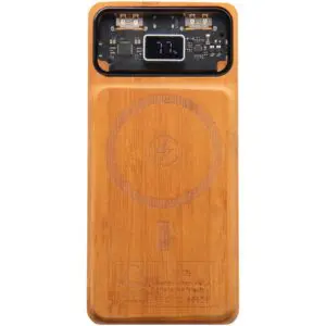 Powerbank SCX.design P48 10.000 mAh magnetische 15W aus Holz mit Leuchtlogo