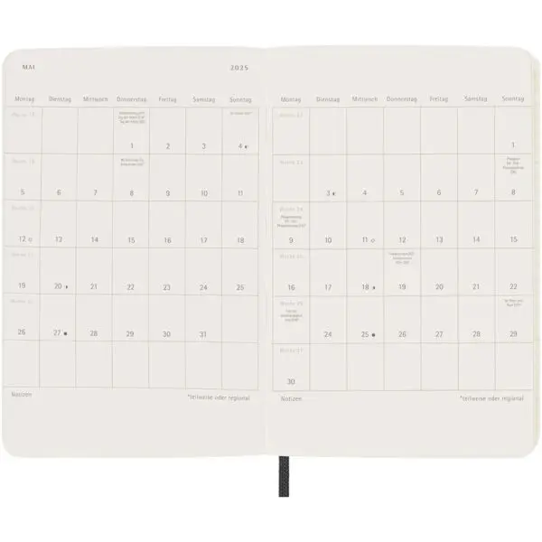 Moleskine Softcover 12 Monate Wochenkalender, Pocket-Format – Deutsch