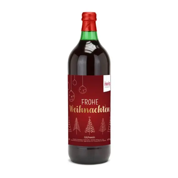 Glühwein - Flasche grün, mit Schraubverschluss, 1 l - individuelles Etikett