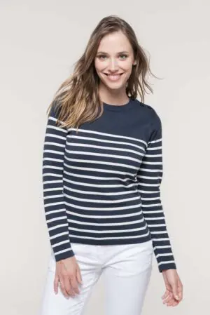 Kariban Damenpullover im Marine-Stil