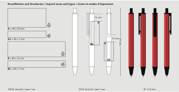 Druckkugelschreiber Klio-Eterna - Flute stylus metal PP