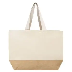 Grosse Baumwoll Shopper mit Jute Boden