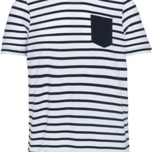 Kariban Gestreiftes Kurzarm-T-Shirt mit Tasche für Kinder im Marine-Stil