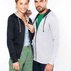 Kariban HERREN-KAPUZENSWEATSHIRT BICOLOR mit Reißverschluss