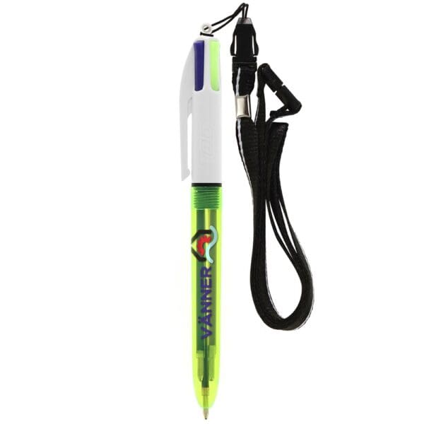 BIC® 4 Colours Fluo Kugelschreiber + lanyard