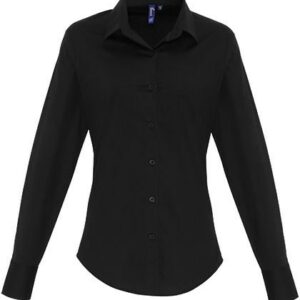 Premier Workwear - Women´s Stretch Fit Poplin Long Sleeve Cotton Shirt