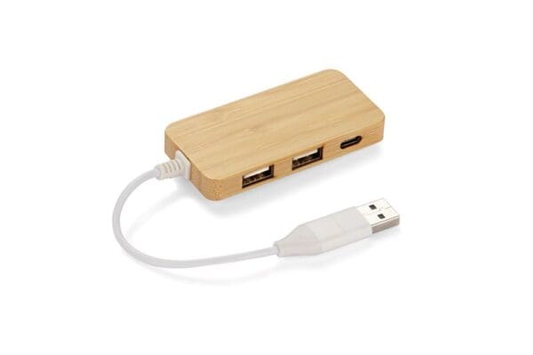 Bambus-Splitter USB HUB mit austauschbarem Stecker - RIVO