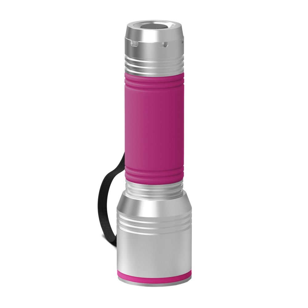 Taschenlampe: silber, Ring: magenta, Hülle: magenta