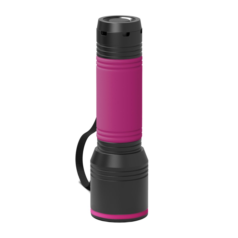 Taschenlampe: schwarz, Ring: magenta, Hülle: magenta