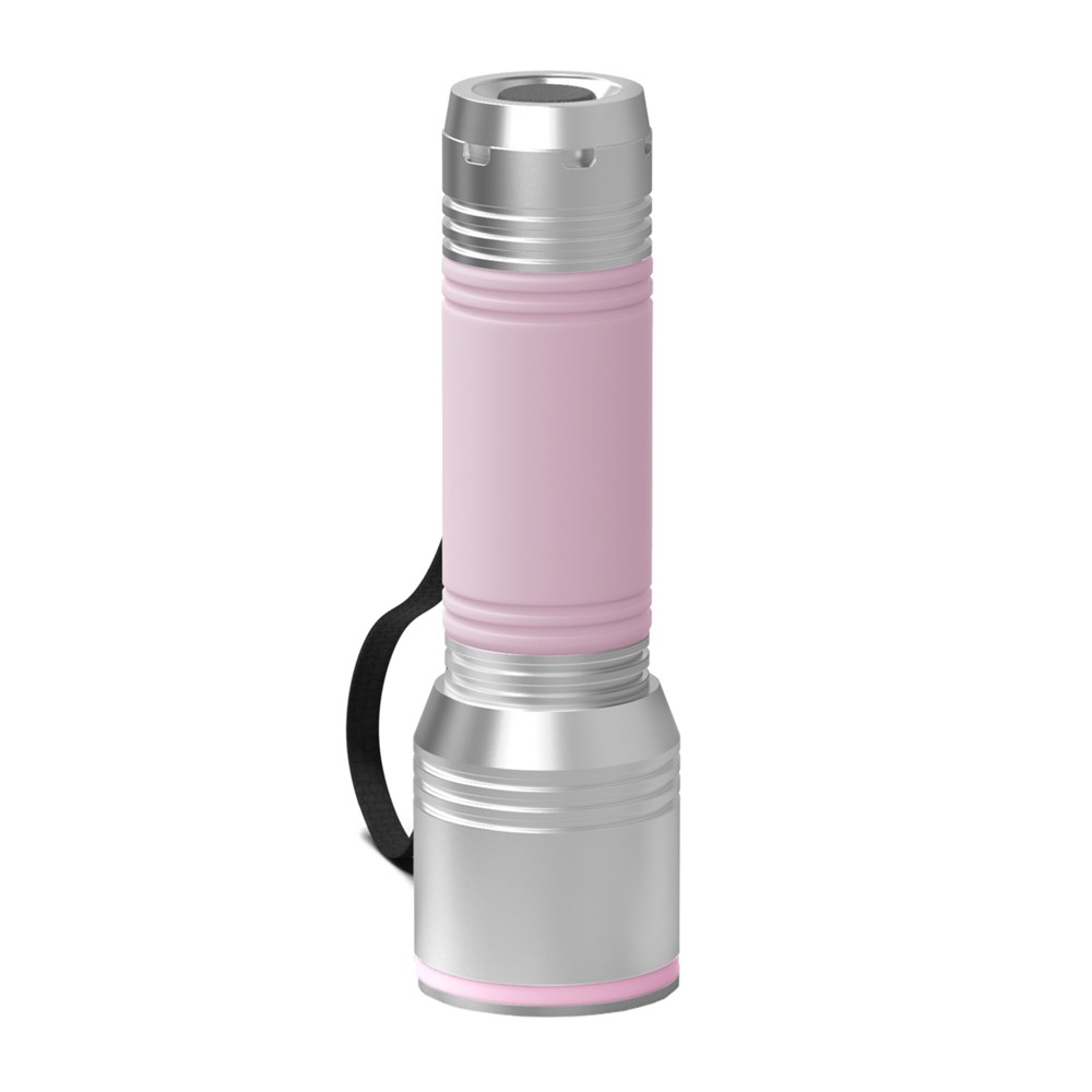 Taschenlampe: silber, Ring: hellmagenta, Hülle: hellmagenta