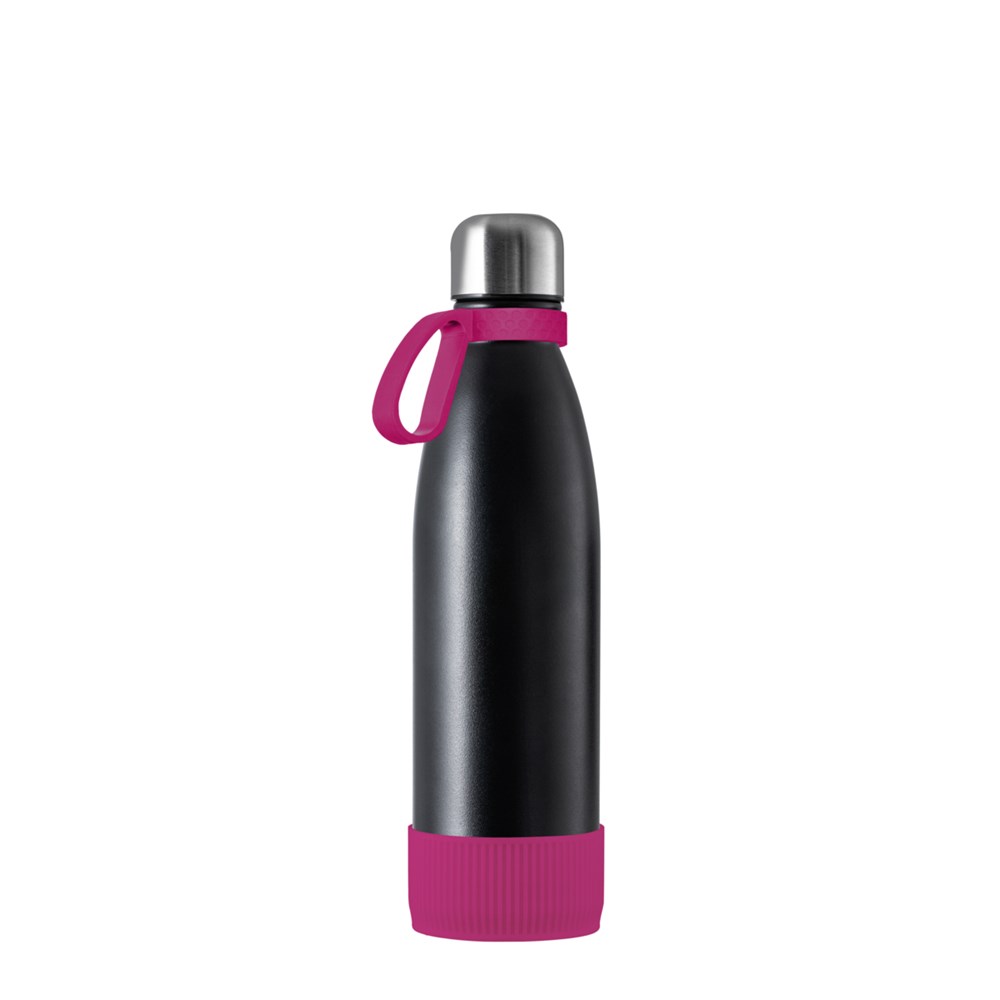 Flasche: schwarz, Ring: magenta, Hülle: magenta