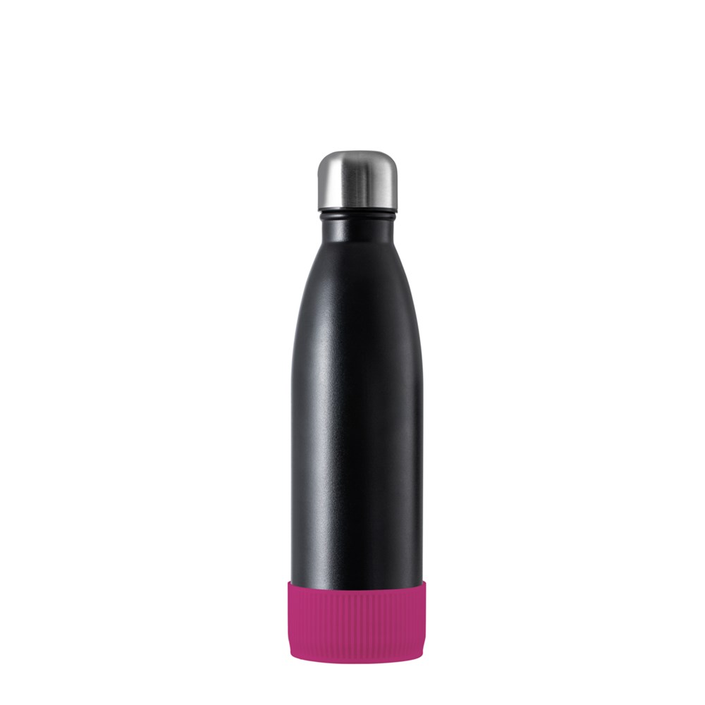 Flasche: schwarz, Hülle: magenta