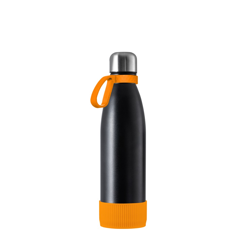 Flasche: schwarz, Ring: orange, Hülle: orange