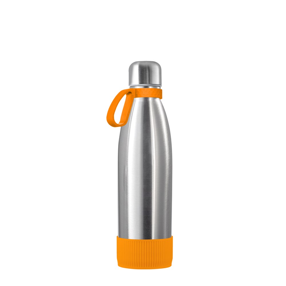 Flasche: silber, Ring: orange, Hülle: orange