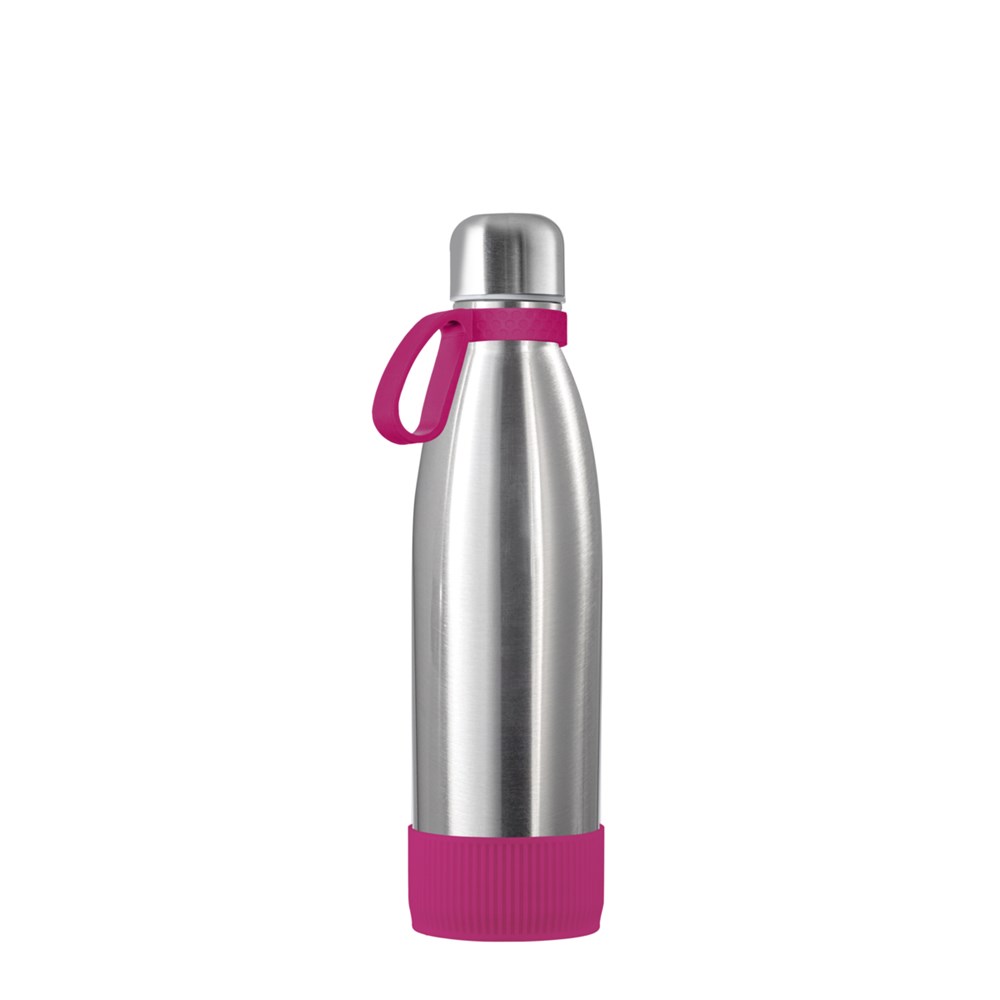 Flasche: silber, Ring: magenta, Hülle: magenta