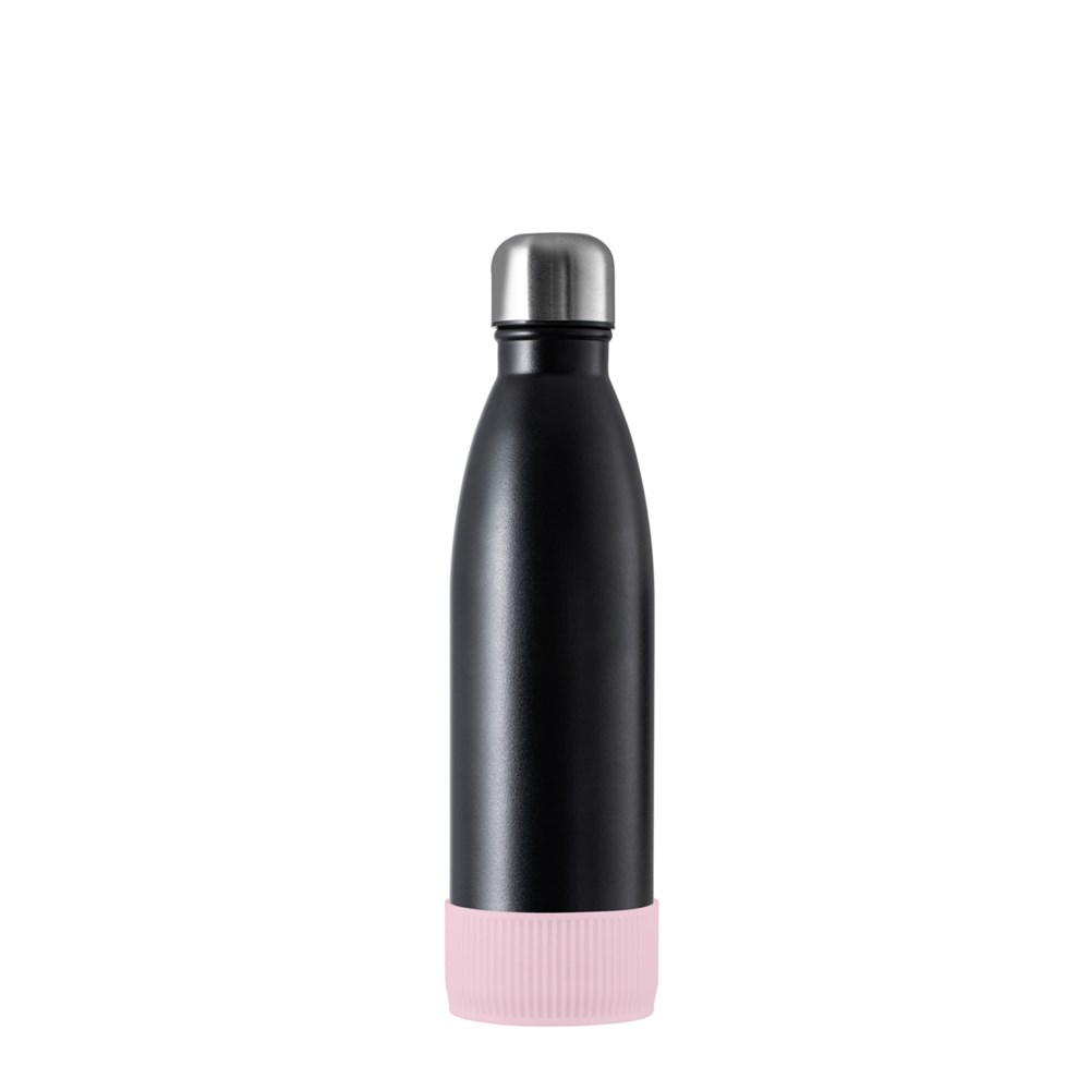 Flasche: schwarz, Hülle: hellmagenta