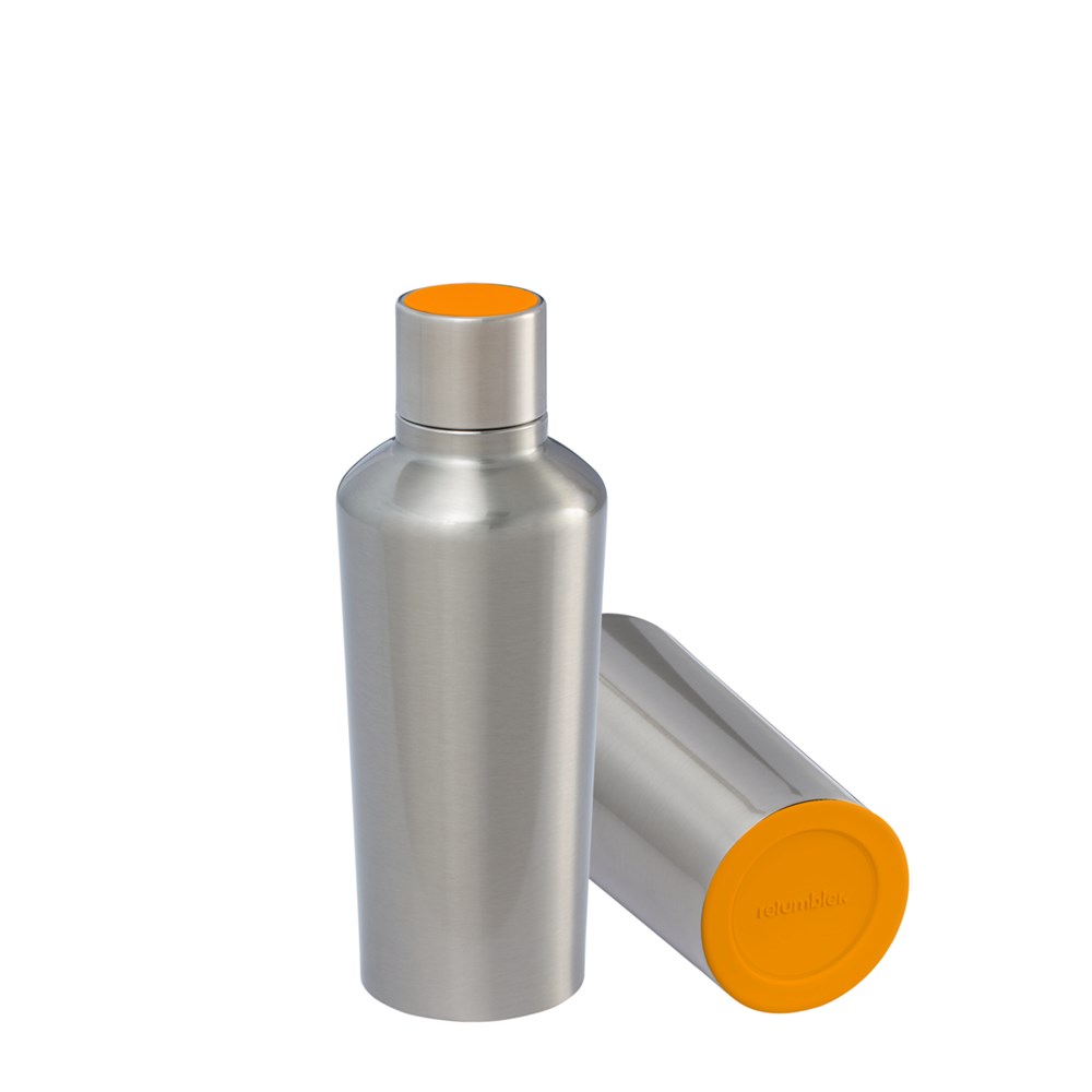 Flasche: silber, Deckel: orange, Boden: orange