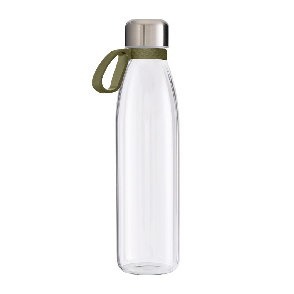 Flasche: transparent, Ring: olivgrün