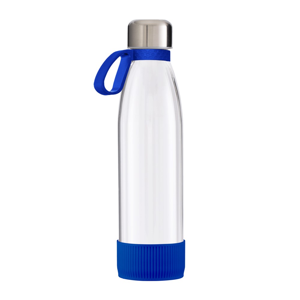 Flasche: transparent, Ring: blau, Hülle: blau