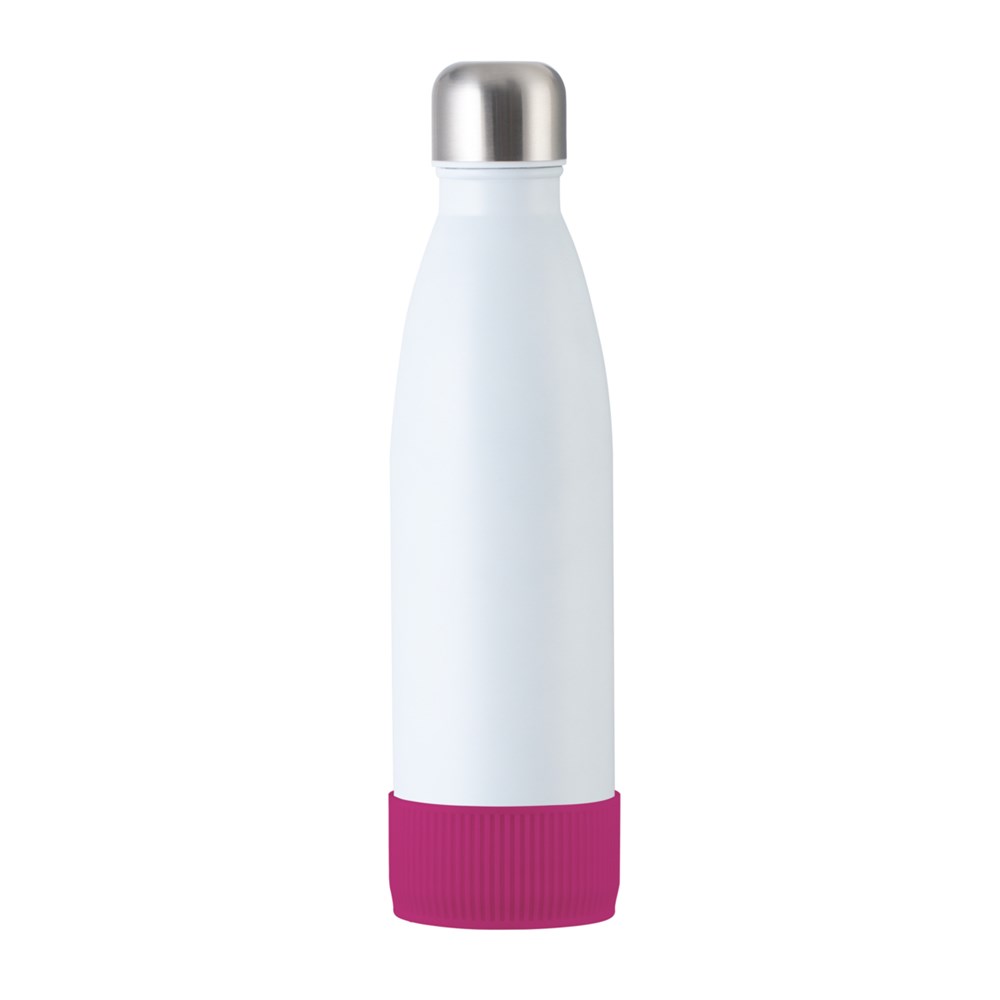 Flasche: weiß, Hülle: magenta