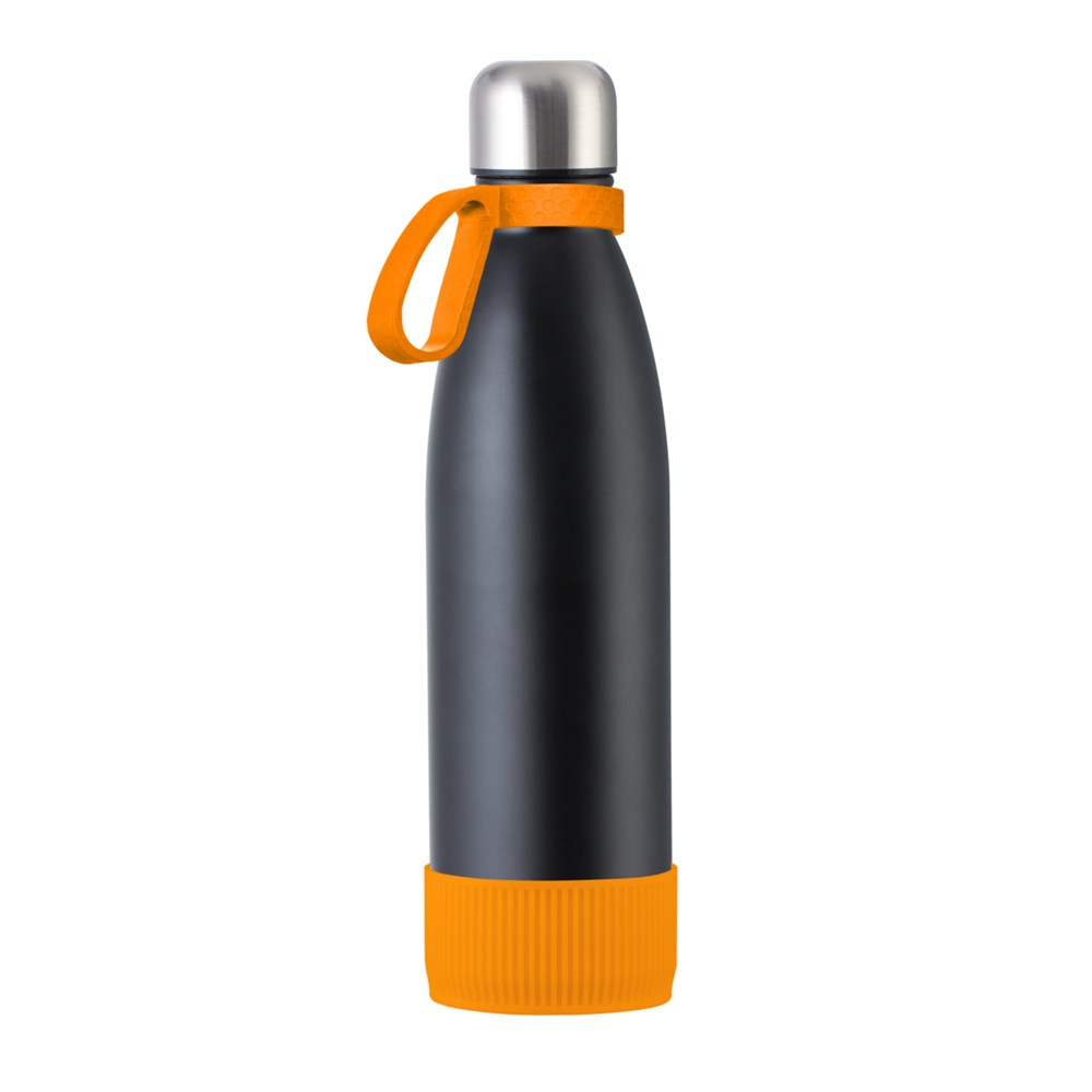 Flasche: schwarz, Ring: orange, Hülle: orange